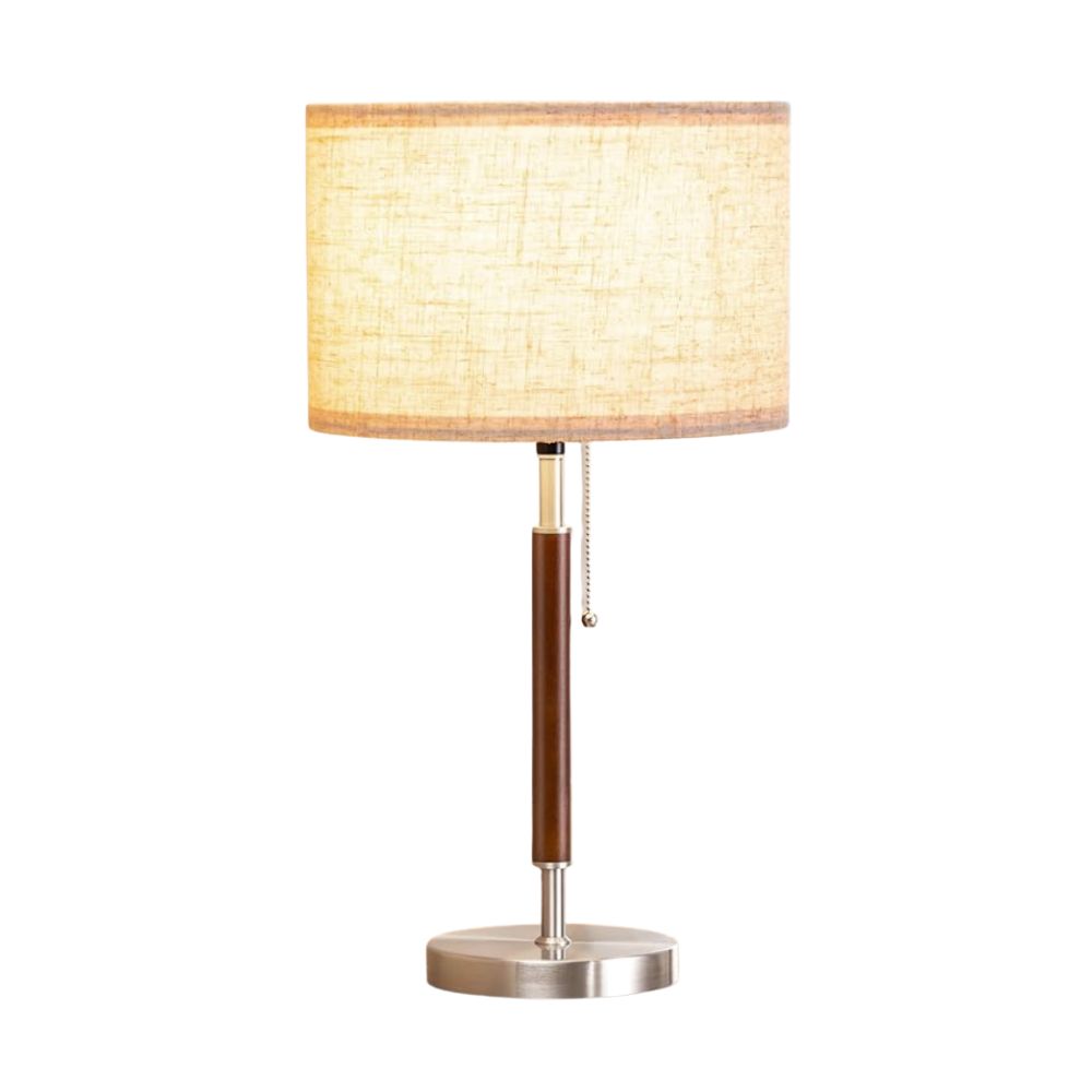 table lamp with dark wood and metal base