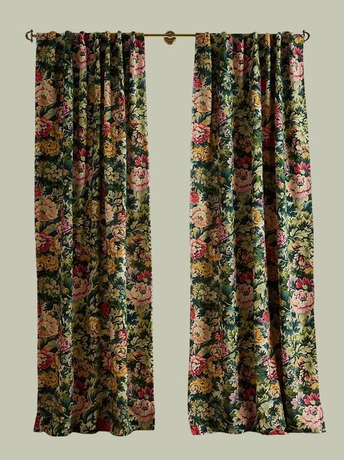 Gwendolyn Cotton Printed Floral Blackout Curtain