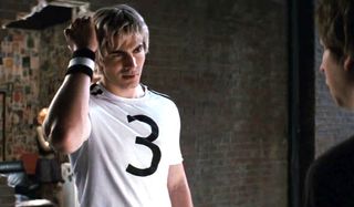 Brandon Routh messes with his hair in Scott Pilgrim vs. The World.