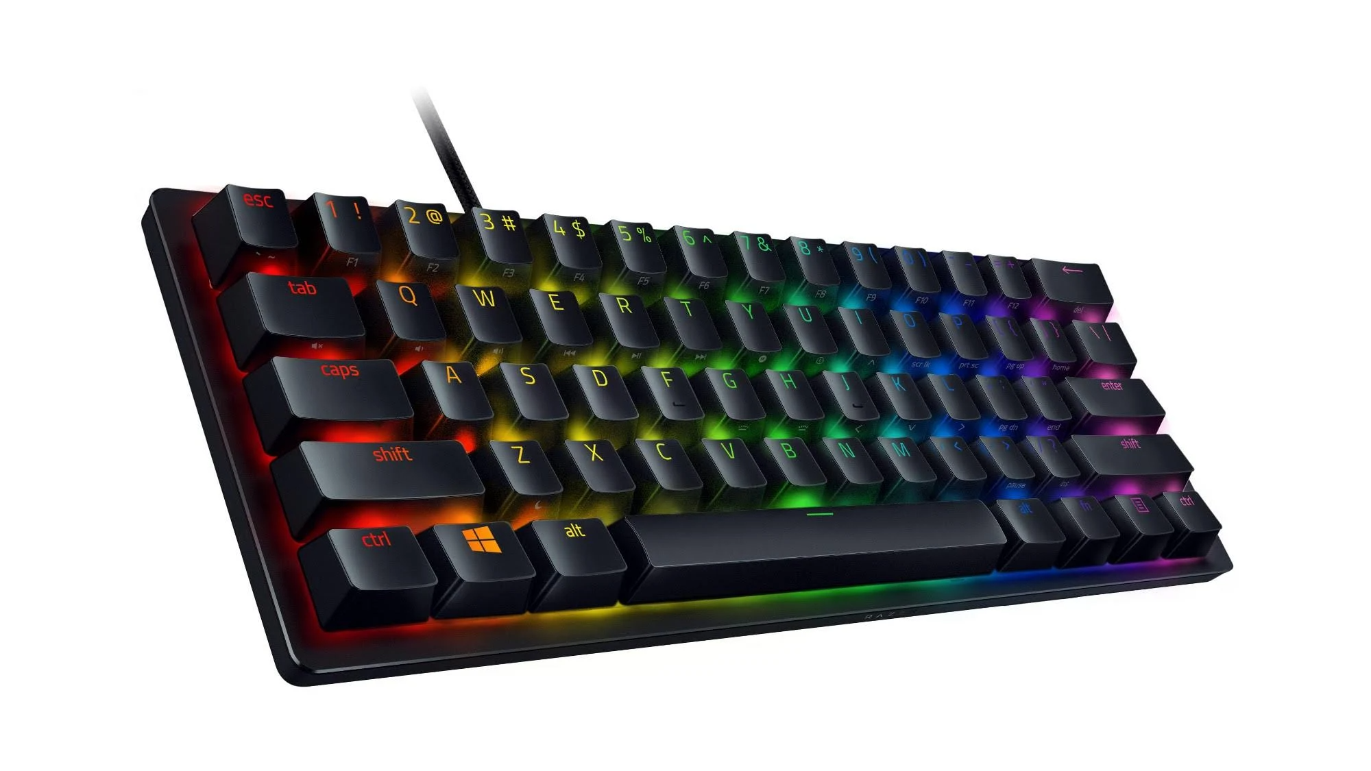 Razer Huntsman Mini -pelinäppäimistö valkoisella taustalla