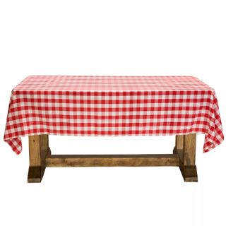 red check gingham table cloth