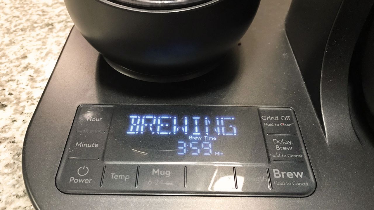 Caf&eacute; Specialty Grind and Brew Coffee Maker being tested in writer's home