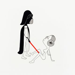 Sketch of man & woman dressed as Star Wars characters