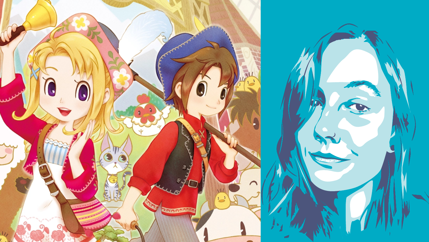 Story of Seasons: Grand Bazaar composite with headshot of PC Gamer writer Kara Phillips
