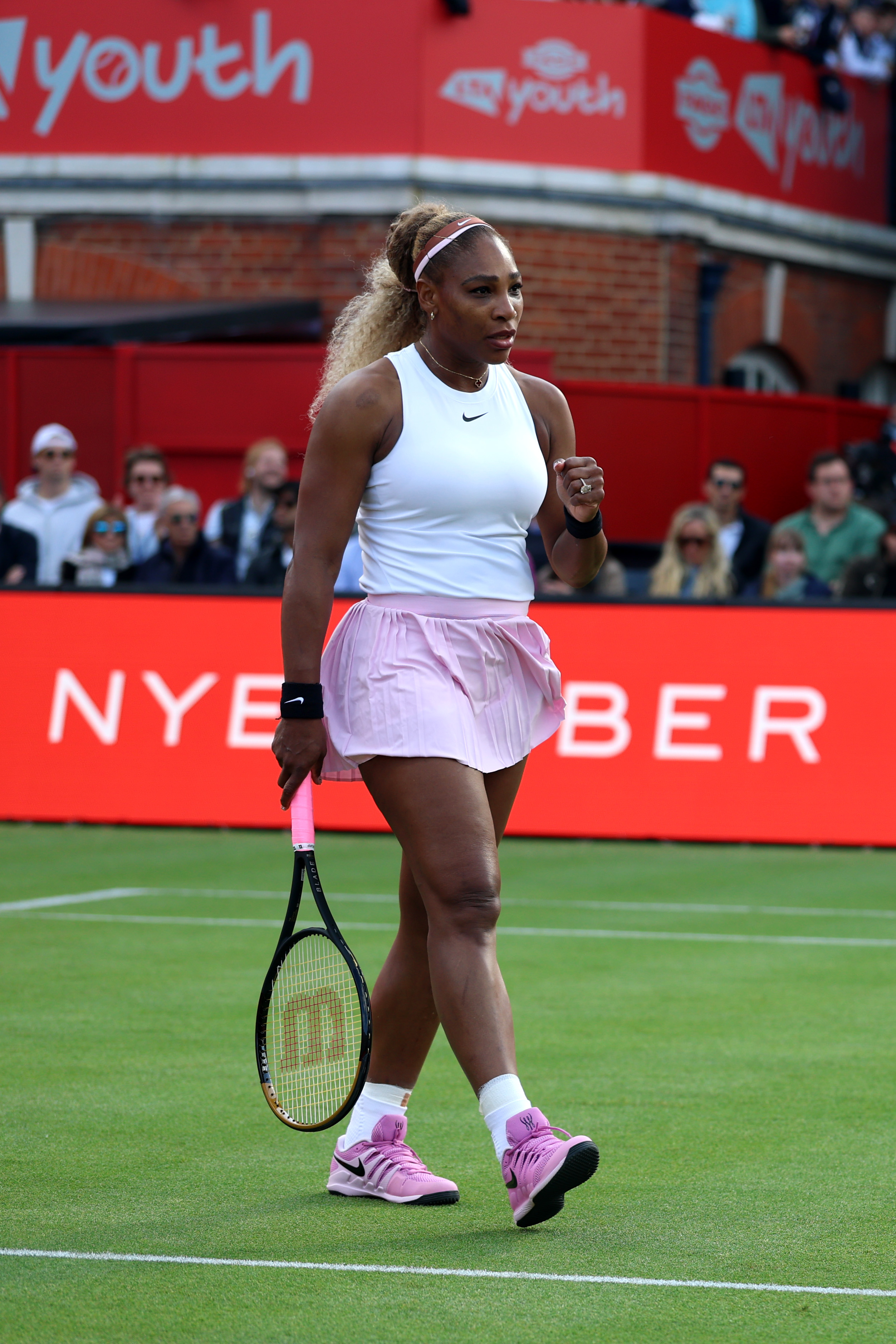 Serena Williams played at the HSBC WTA tennis Championships in London, wearing the peony pink color trend