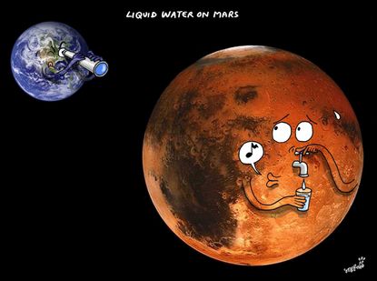 Editorial cartoon U.S. Liquid water on Mars