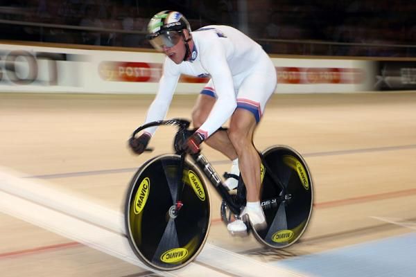Stefan Nimke starts the anchor leg for the German team in the men's team sprint where they won the gold medal.
