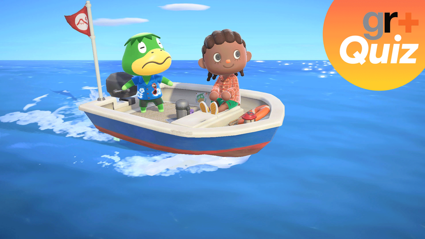 Kapp&#039;n and a villager from Animal Crossing New Horizons on a boat with the GamesRadar+ quiz