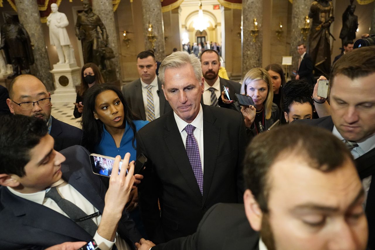 Kevin McCarthy speaks to the media