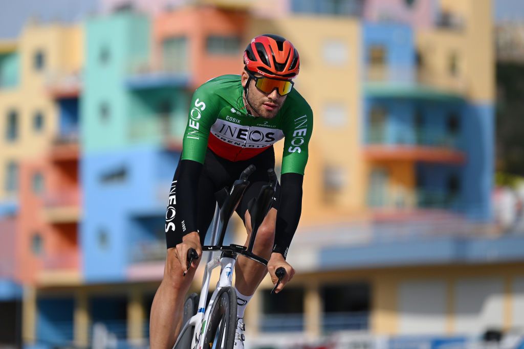 ALBUFEIRA PORTUGAL FEBRUARY 17 Filippo Ganna of Italy and Team INEOS Grenadiers warming up prior to the 50th Volta ao Algarve em Bicicleta 2024 Stage 4 a 22km individual time trial in Albufeira on February 17 2024 in Albufeira Portugal Photo by Dario BelingheriGetty Images