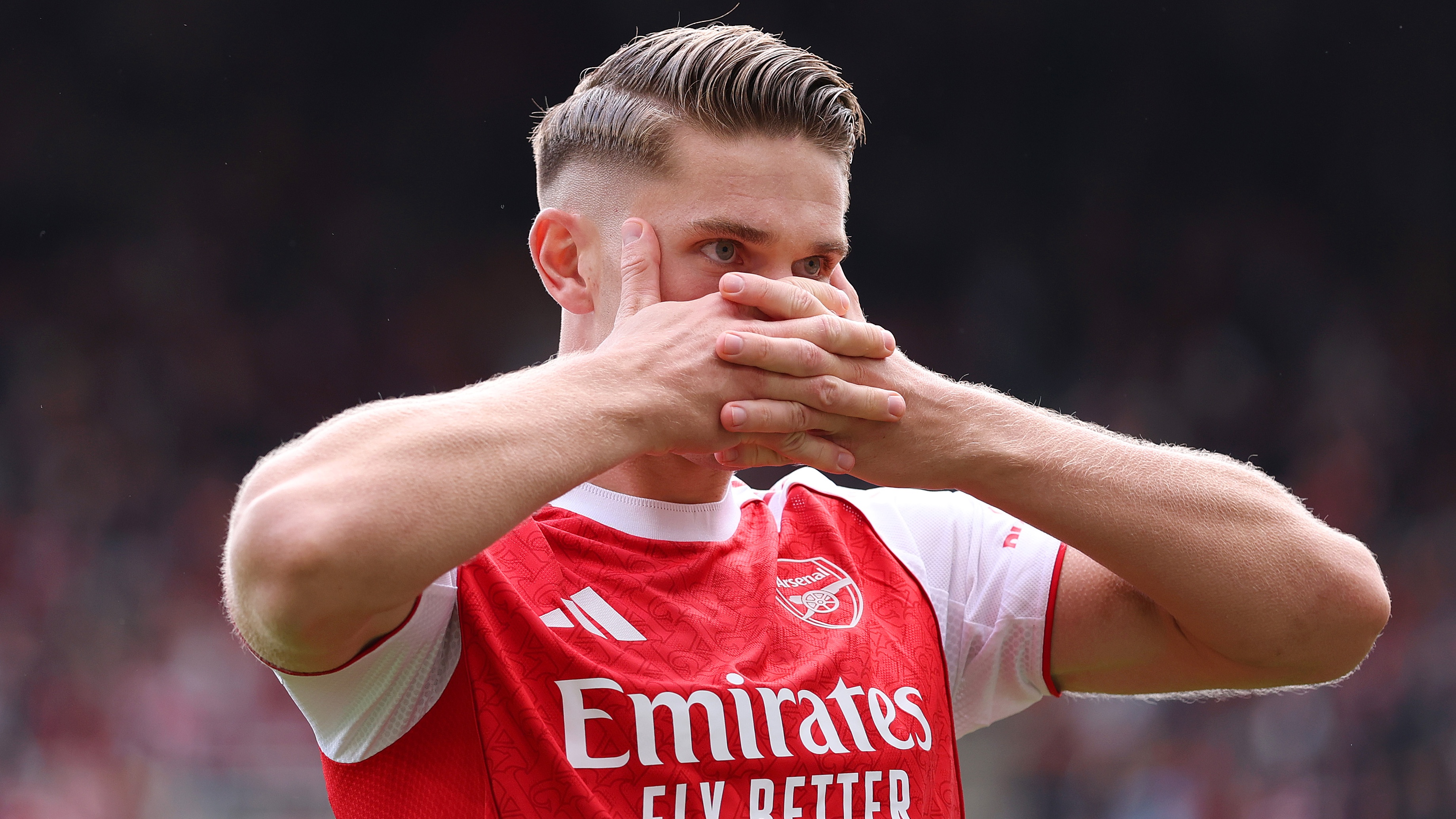 Viktor Gyoekeres of Arsenal celebrates scoring his team's second goal during the Premier League match between Arsenal and Nottingham Forest at Emirates Stadium on September 13, 2025 in London, England.