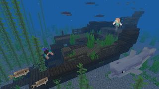 An underwater boat in the video game Minecraft