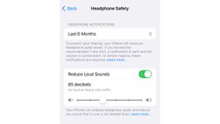 iOS screengrab of volume limiter control