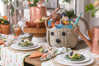 easter basket styled on a table