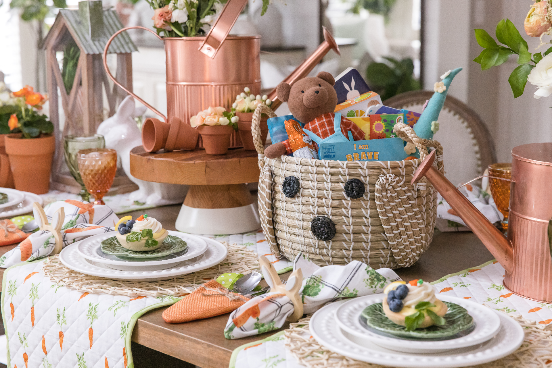 easter basket styled on a table