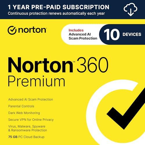 Norton 360 Premium 2026 Antivirus Software for 10 Devices VPN