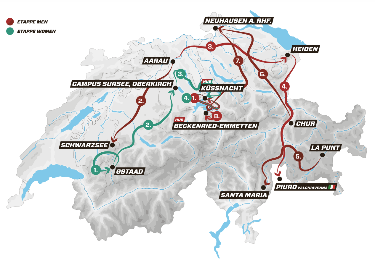 Overall map of the 2025 Tour de Suisse