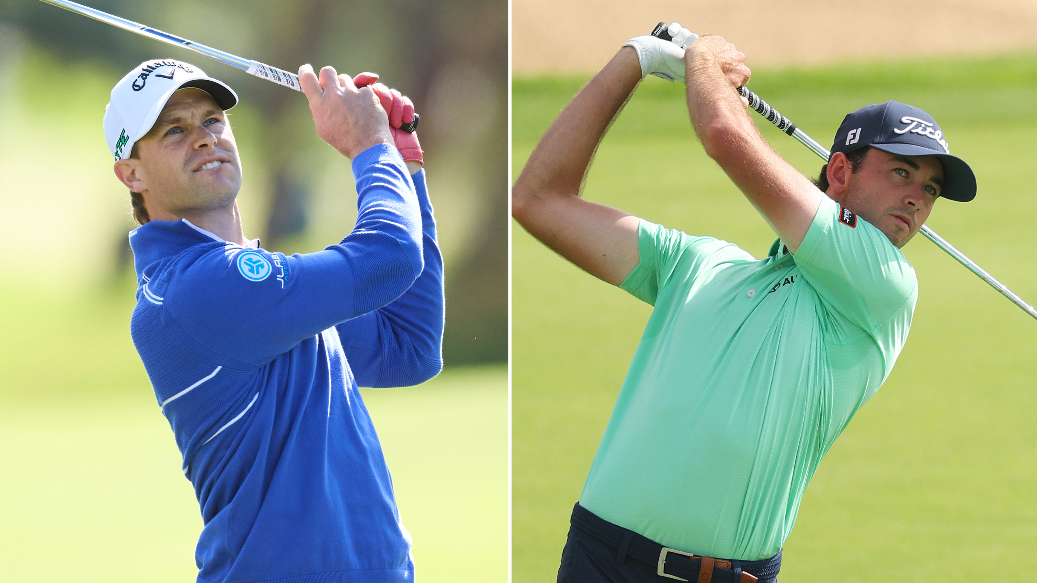 Thomas Detry and Elvis Smylie hold their finish on iron shots