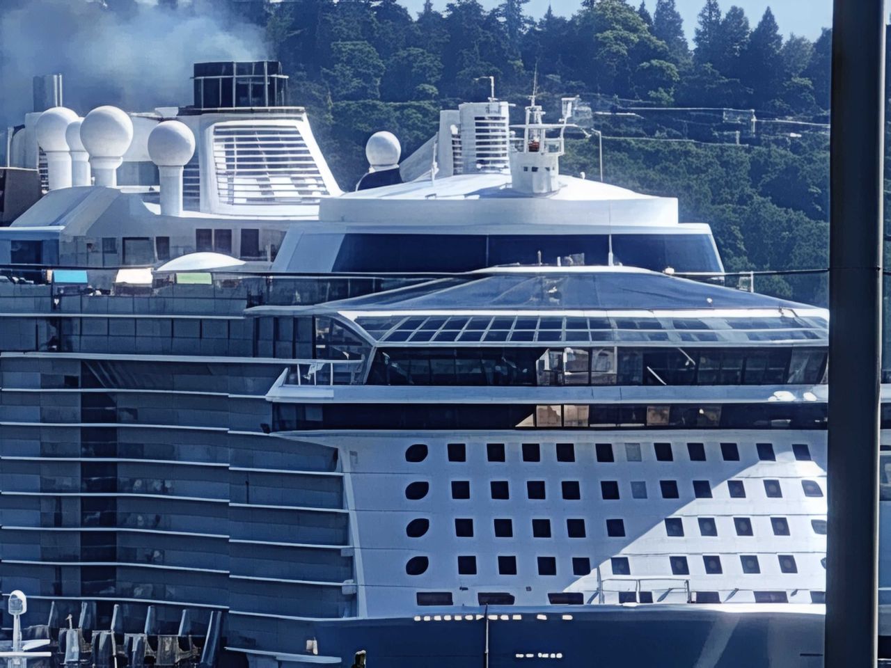 Close-up of a cruise ship