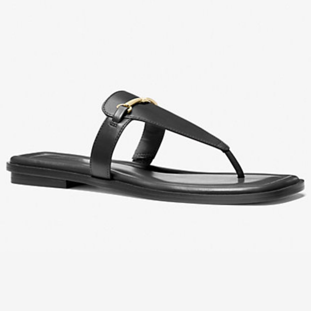 Michael Kors Lena Leather T-Strap Sandals