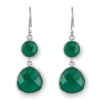 Green Onyx Gemstone Earrings in Sterling Silver - Triangular £39.00 | Milina London