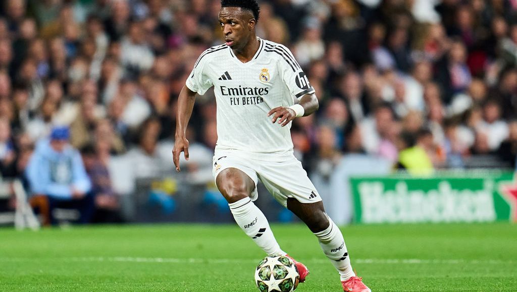 Vinicius Junior of Real Madrid in action during the UEFA Champions League in March 2025 