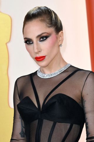 Lady Gaga pictured with smoky eyeliner