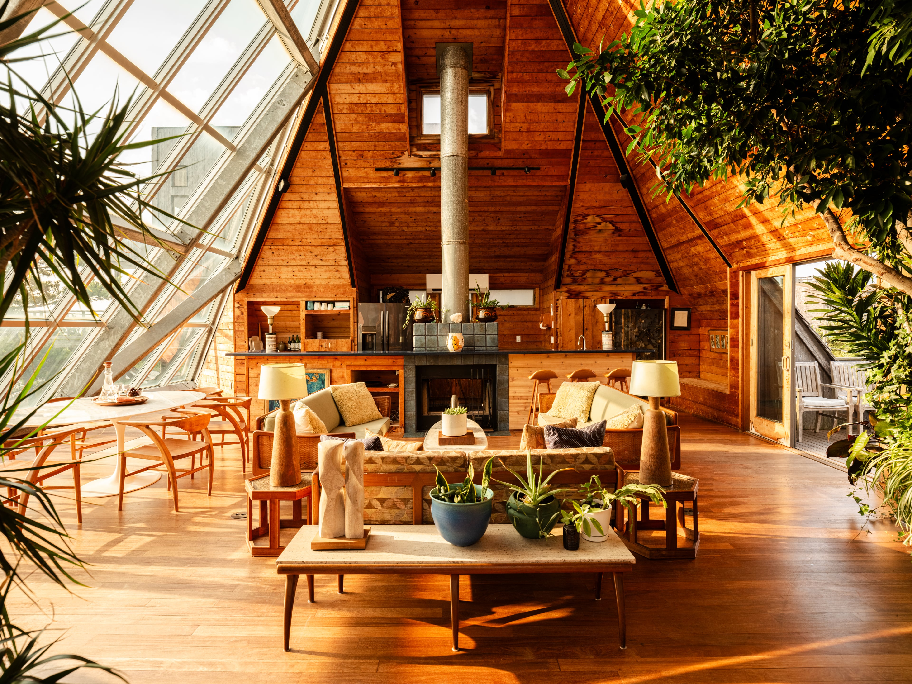 The main living room in the Pyramid House