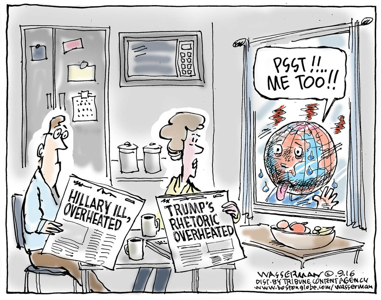 Editorial cartoon U.S. Hillary overheated Earth climate change