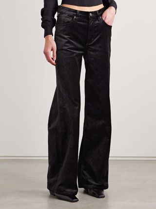 Lolli Cotton-Blend Velvet Wide-Leg Pants