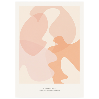 An abstract peach art print with French phrase on the bottom