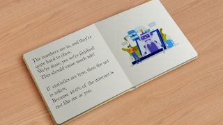 Photo illustration of a children's book "You're a bot and I am too," showing rhyme and illustration.