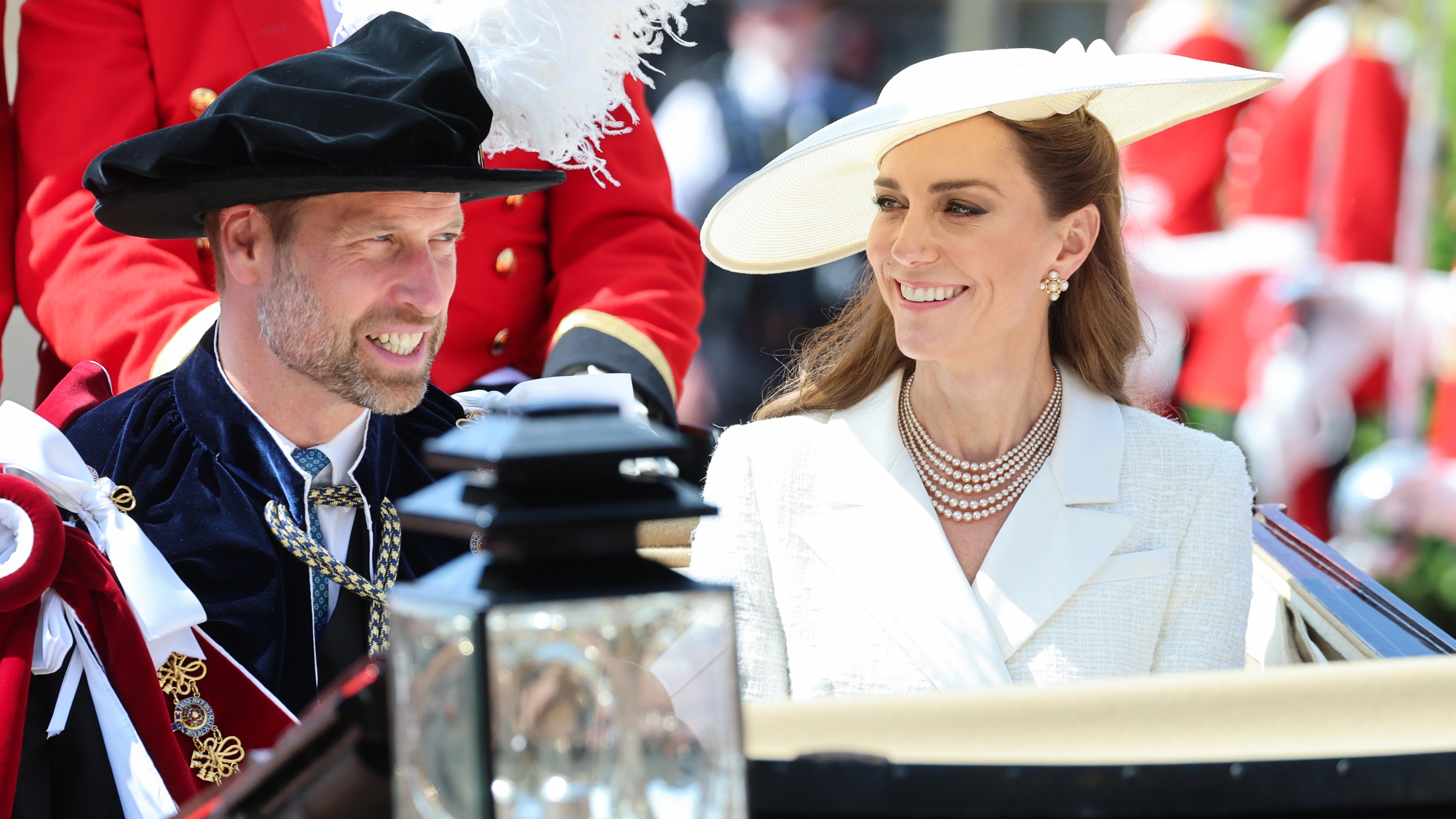 Prince William and Catherine, Princess of Wales depart the Order of the Garter service at St. George's Chapel, Windsor Castle on June 16, 2025