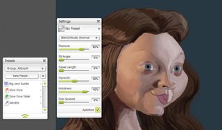 Change the Airbrush settings to build up your volumes
