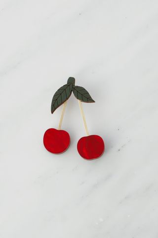 Cherry Brooch in Red Wolf & Moon