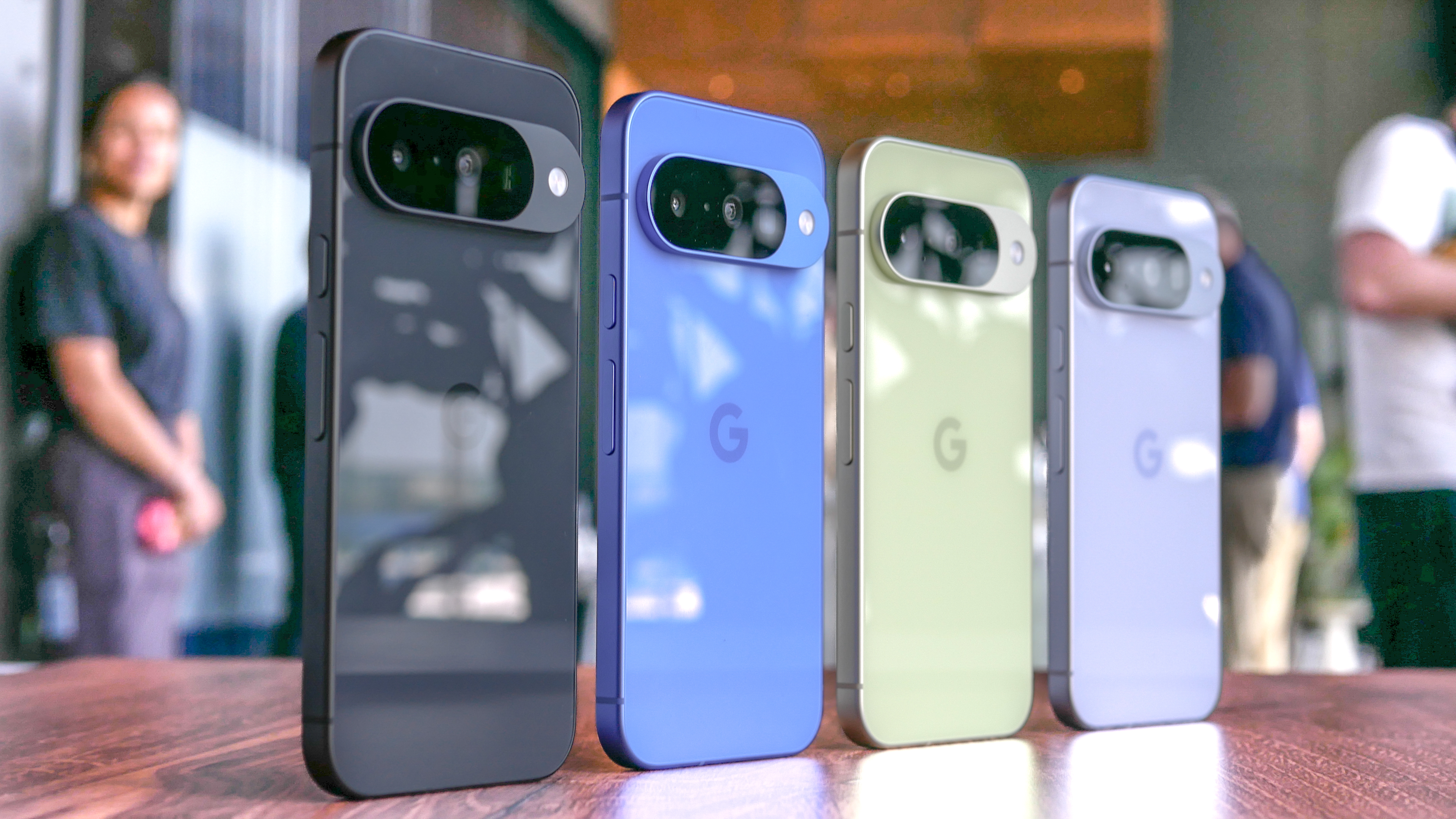 Google Pixel 10 in four different colors.