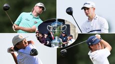 The Walker Cup in the middle, with four golfers around the outside
