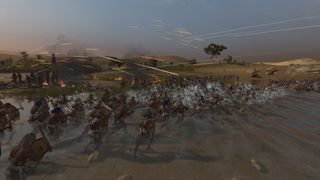 A battle over a river in Total War: Pharaoh.