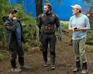 Chris Evans with Joe and Anthony Russo