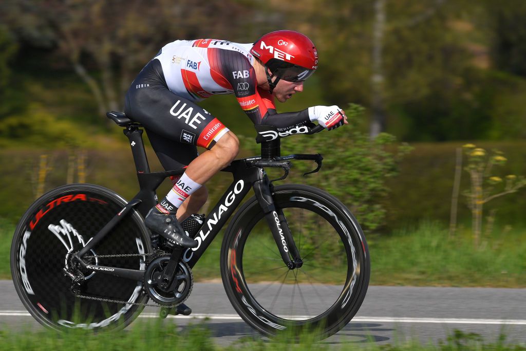 ORON SWITZERLAND APRIL 27 Marc Hirschi of Switzerland and UAE Team Emirates during the 74th Tour De Romandie 2021 Prologue a 405km Individual Time Trial stage from Oron to Oron 700m ITT TDR2021 TDRnonstop UCIworldtour on April 27 2021 in Oron Switzerland Photo by Luc ClaessenGetty Images