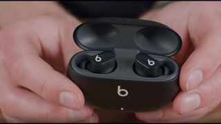 Beats Studio Buds hands-on pic with charging case - black
