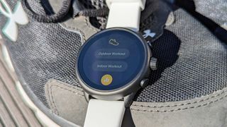 The Fossil Gen 6 Wellness Edition on a shoe