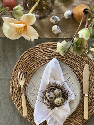 Clodagh McKenna raising chickens and eggs Easter tablescape