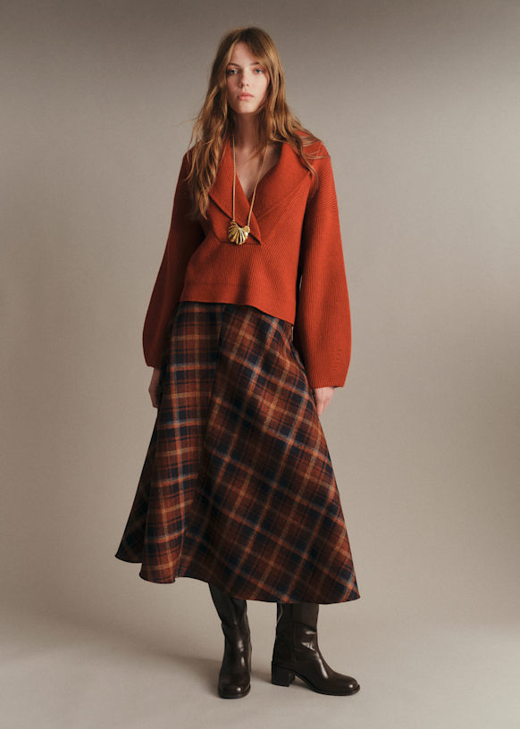 Orlane Skirt - Navy Sienna Check - Wool - S&amp;eacute;zane