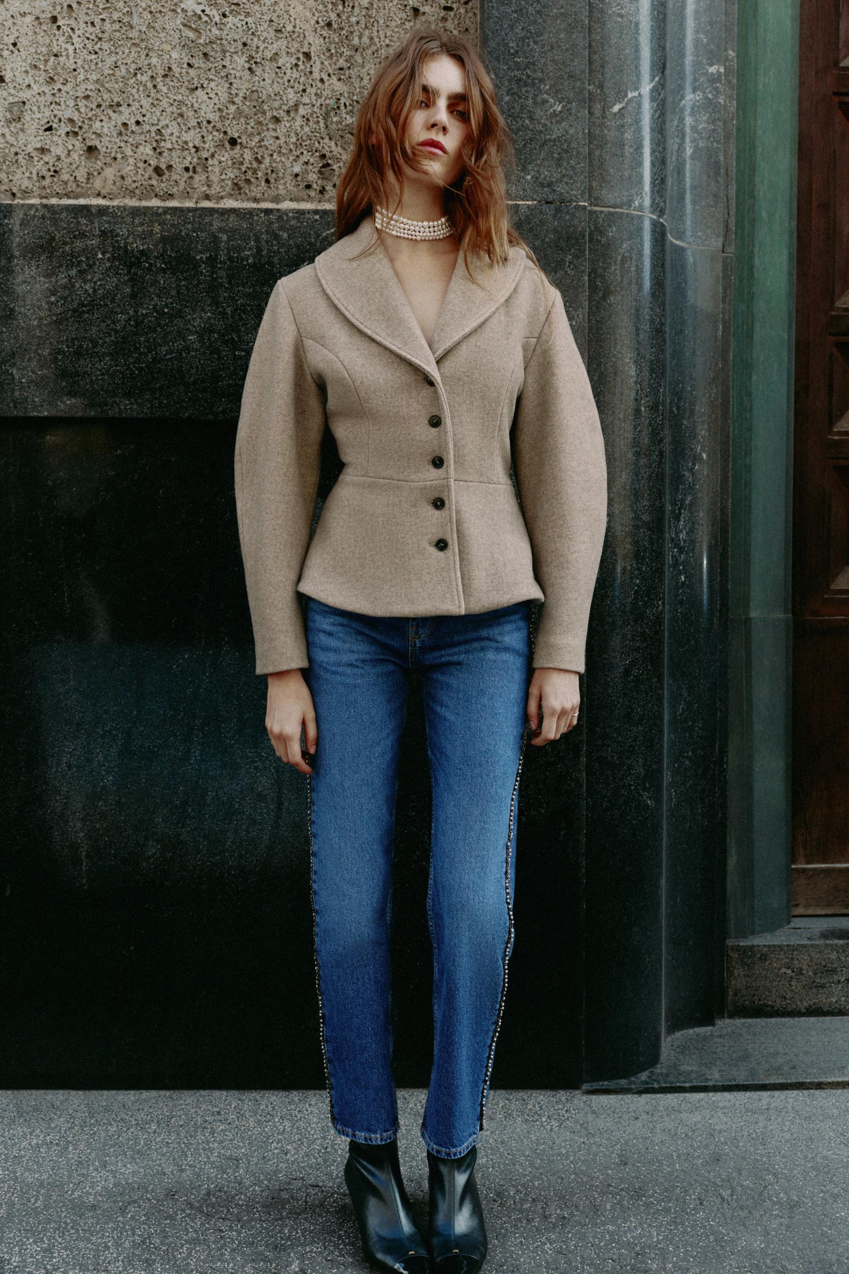 Soft Peplum Jacket - Light Camel - Xs