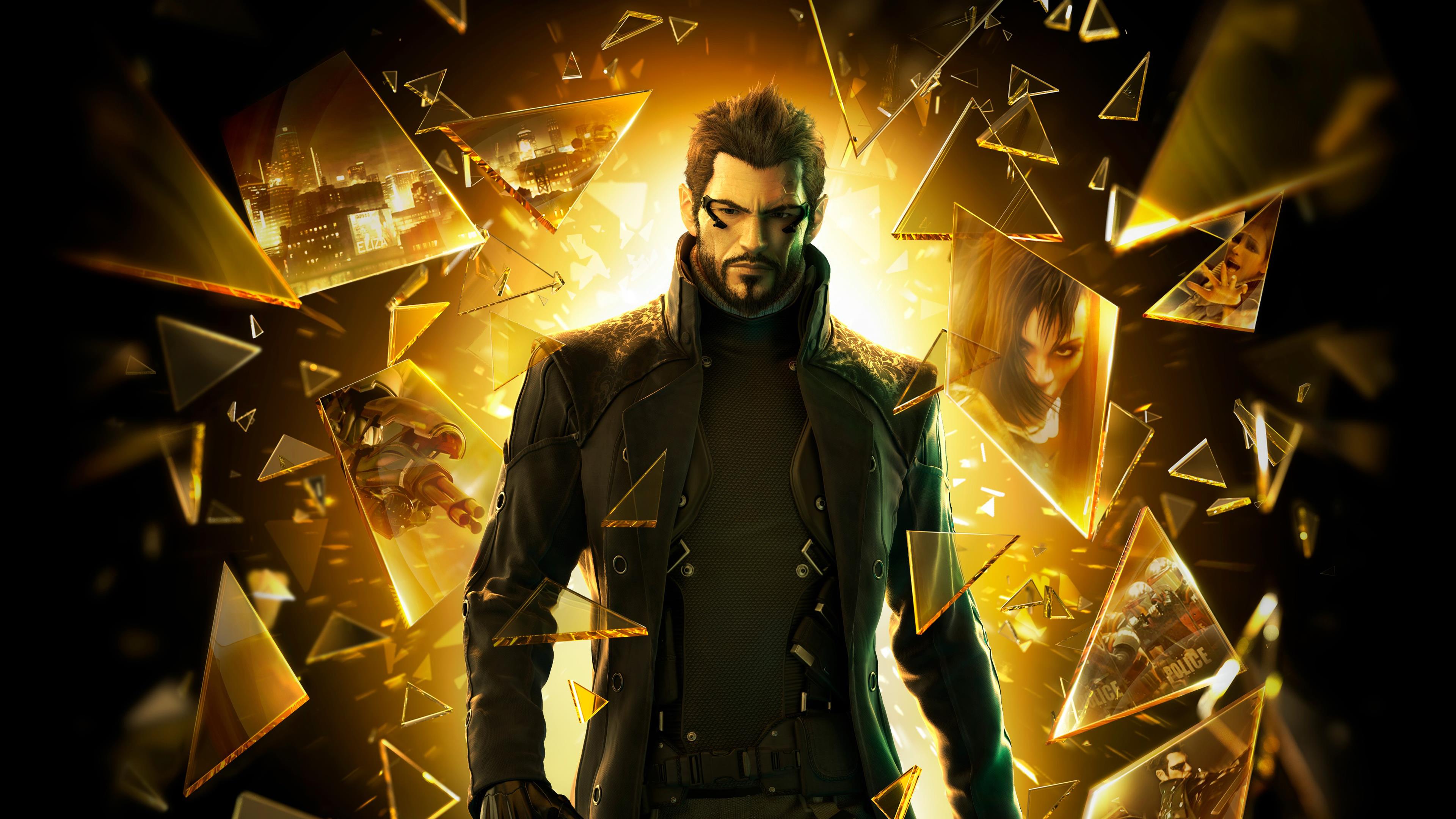 Adam Jensen, backed by a lot of yellow