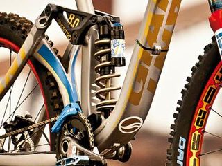 The RockShox Vivid rear shock gets a titanium coil spring to save weight
