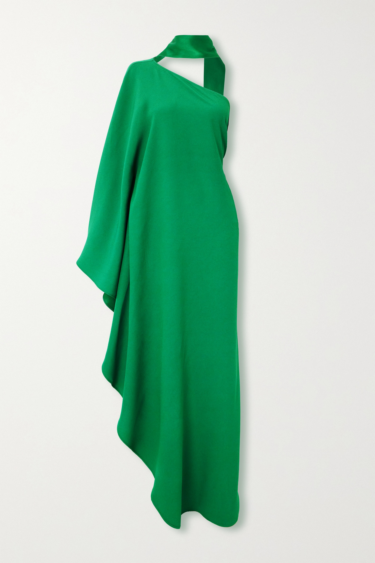 Bolkan Scarf-Detailed One-Shoulder Ruffled Crepe Gown