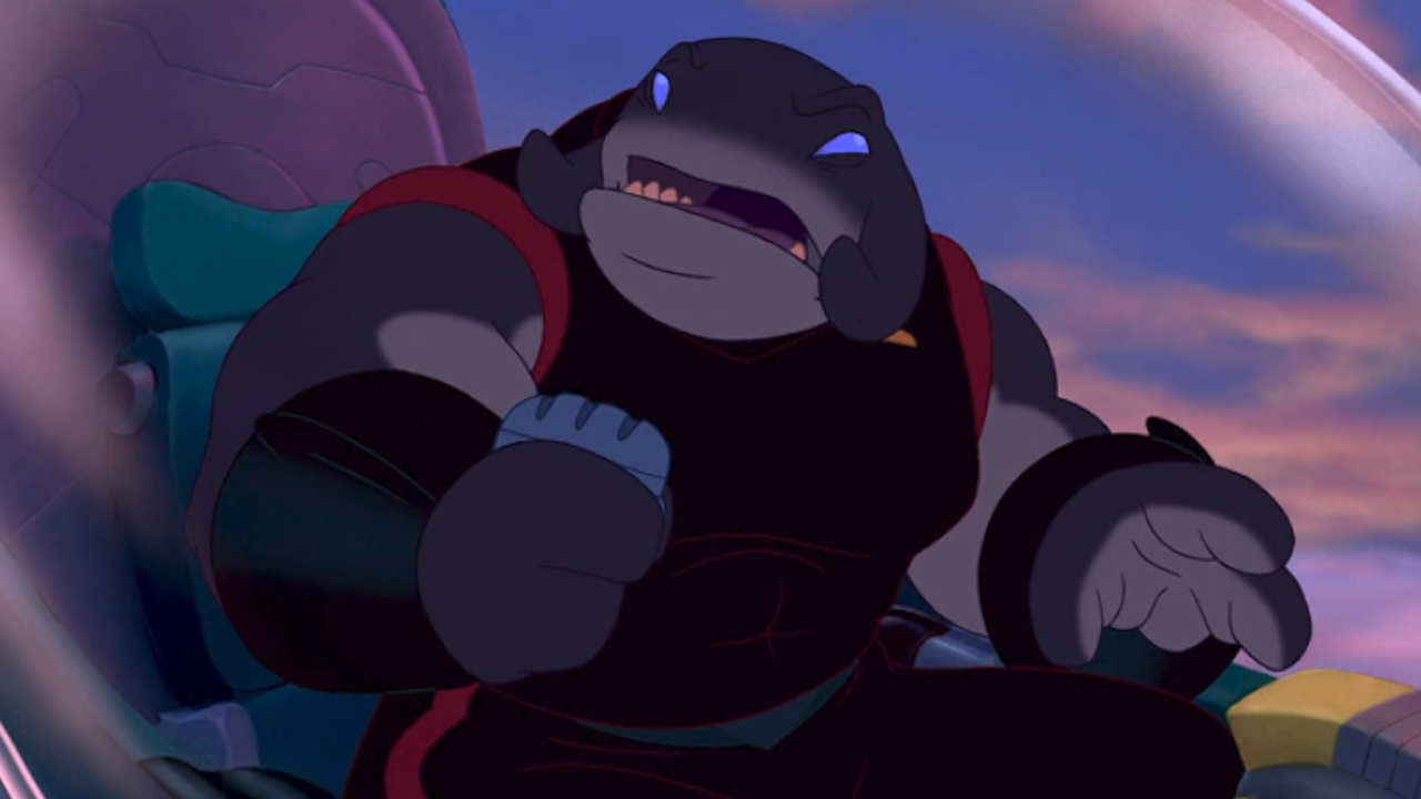 Gantu looking shocked in ship in Lilo & Stitch