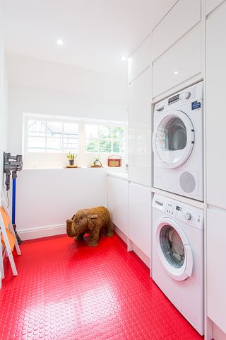 a utility room in a converted garage